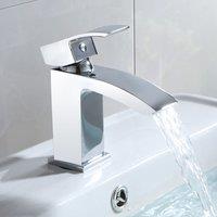 Nes Home Chrome Bathroom Luxury Basin Sink Mono Mixer Waterfall Single Lever Tap in Silver