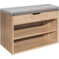 Gr8 Home Wooden Ottoman Shoes Storage Rack Bench Padded Grey Seat