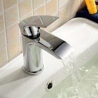 Nes Home Chrome Bathroom Waterfall Basin Mono Mixer Tap Brass Deck Mounted in Silver