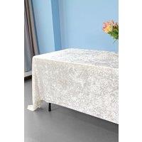 Neel Blue Diamond Velvet Rectangle Tablecloth - 70 x 144 Inch in Ivory