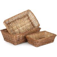 Red Hamper Set of 3 Tapered Split Willow Tray in Brown