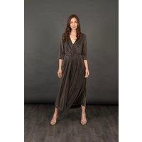 Sarta Women's Sophia Wide Leg Cropped Jumpsuit - Black/Gold, Retro Glitter in Gold | Size: 12-14