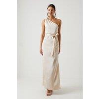 One Shoulder Satin Maxi Bridesmaid Dress