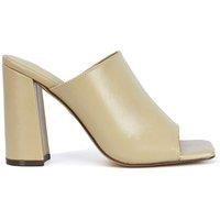 'Sunday' Square Toe Block High Heel Mule Peep Toe Sandals
