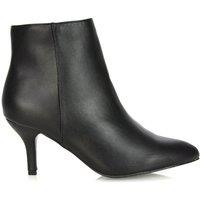 XY London Women's 'Anastsia' Low Mid Kitten High Heel Stiletto Zip-Up Ankle Boots in Black | Size: 8
