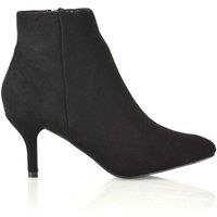 XY London Women's 'Anastsia' Low Mid Kitten High Heel Stiletto Zip-Up Ankle Boots in Jet Black | Size: 5
