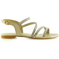XY London Women's 'Mercedes' Strappy Mirror Diamante Flat Sandals in Gold | Size: 5