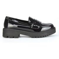 XY London Women's 'Kourtney' Chunky Sole Slip on Flat Loafers in True Black | Size: 7