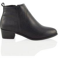 XY London Women's 'Melodie' Zip Up Cowboy Ankle Boots With Low Block Heel in Black | Size: 7