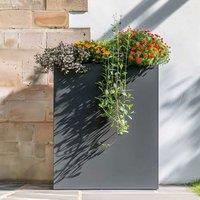 Woven Wood 75cm Long Zinc Galvanised Matte Grey 90cm Tall Trough Planter