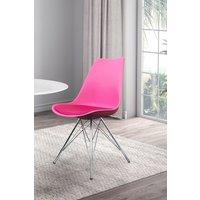 Fusion Living Soho Plastic Dining Chair with Chrome Metal Legs in Bright Pink