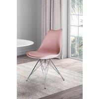 Fusion Living Soho Plastic Dining Chair with Chrome Metal Legs in Dusty Pink