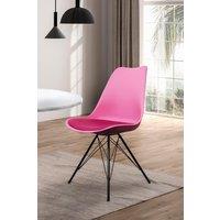Fusion Living Soho Plastic Dining Chair with Black Metal Legs in Bright Pink