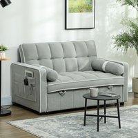 HOMCOM Convertible 2 Seater Sofa Bed, Click Clack Pull Out Sofa Bed in Light Grey