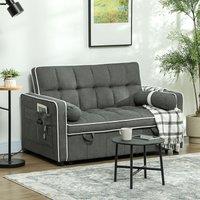 HOMCOM Convertible 2 Seater Sofa Bed, Click Clack Pull Out Sofa Bed in Dark Grey