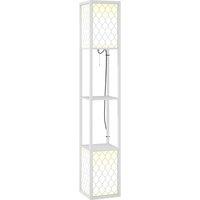 HOMCOM Floor Lamp with Shelves, 2 Light, Modern Standing Lamps for Living Room Bedroom in White