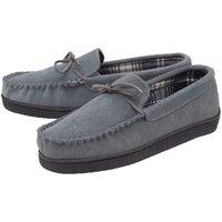 Dunlop Men's Real Suede Leather Fleece Lined Slippers in Grey | Size: 8