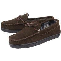 Dunlop Men's Real Suede Leather Fleece Lined Slippers in Brown | Size: 8