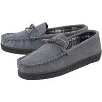 Dunlop Men's Real Suede Leather Fleece Lined Slippers in Grey | Size: 9