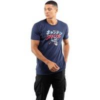 Captain America Men's Marvel Japan Stance Cotton T-Shirt Navy | Size: 2XL