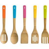 Orsina 5pc Bamboo Utensil Set, Slotted Spoon, Spoon, Turner, Slotted Turner & Spaghetti Server, Unique Cooking Set