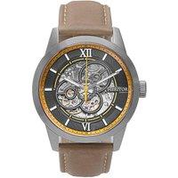 Jonas Leather-Band Skeleton Watch