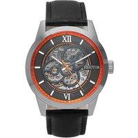 Jonas Leather-Band Skeleton Watch