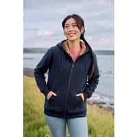 Animal Women's 'Zuri' Full Zip Lightweight Fleece Lined Cotton Relaxed Fit Hoodie in Navy | Size: 6