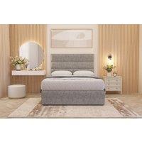 Somnior Chambery Tweed Fabric Hybrid Pocket Sprung Orthopaedic Divan Bed Set with Upholstered Headboard in Grey | Size: King