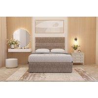 Somnior Chambery Tweed Fabric Hybrid Pocket Sprung Orthopaedic Divan Bed Set with Upholstered Headboard in Brown | Size: Super King