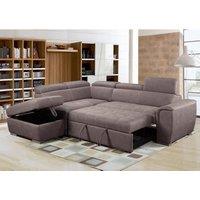 Nevada Large L Shaped Suede Tilting Headrest and Storage Ottoman Included Left Hand Facing