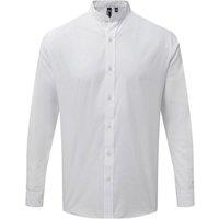 Premier Men's Grandad Collar Long-Sleeved Shirt in White | Size: 3XL