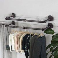 Pirlo Plush Industrial 2PC Heavy Duty Pipe Wall-Mounted Hanging Rails in Black