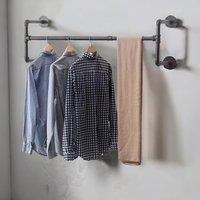 Pirlo Plush Industrial Heavy Duty Wall-Mounted Clothes Hanging Rail in Black