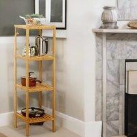 Pirlo Plush 4 Tier Adjustable Bamboo Standing Shelving Rack Unit in Brown