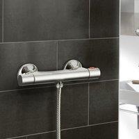 Nes Home Round Thermostatic Bar Exposed Shower Valve in Silver