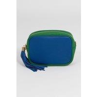 Beau - Italian Leather Crossbody Bag - Blue/Green, Pebbled