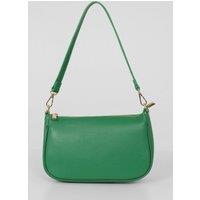 Sarta Women's Italian Leather Baguette Bag - Bright Green, Pebbled in Bright Green