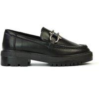 XY London Women's 'Riley' Chunky Block Heel Loafers With Silver Buckle in Black | Size: 4