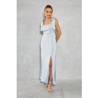 Oasis Women's Satin Tie Shoulder Midi Bridesmaid Dress in Light Blue | Size: 10