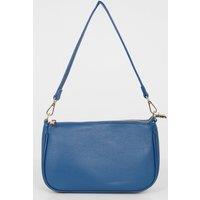 Sarta Women's Italian Leather Baguette Bag - Royal Blue, Pebbled in Blue