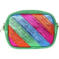 Beau Italian Leather Rainbow Striped Crossbody Camera Bag