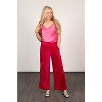 Max Wide Leg Velvet Trousers - Pink