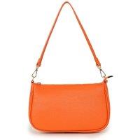 Italian Leather Baguette Bag - Orange, Pebbled