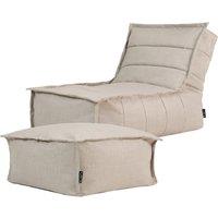 icon Dolce Indoor Outdoor Bean Bag Lounger & Footstool Grey Patio Chairs in Beige