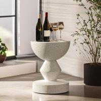 Pirlo Plush Industrial Round Concrete Indoor Outdoor Side Table Nordic in White