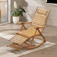 Pirlo Plush Bamboo Indoor Outdoor Foldable Rocking Chair in Brown