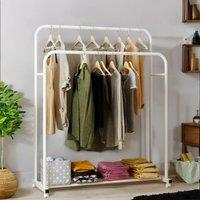 Pirlo Plush Heavy Duty Metal Clothes Rail Open Wardrobe On Wheels With Storage Shelf in White