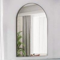 Pirlo Plush Large Arched Aluminium Wall Mirror For Bedroom Living Room in Black