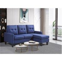 KOSY KOALA Corner Sofa Fabric Sectional Sofa with Ottoman L-shaped Blue Sofa Couch Reversible 3-Seater
